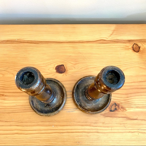 Antique 1880s wood candle sticks England New Orleans handcrafted - Picture 4 of 6